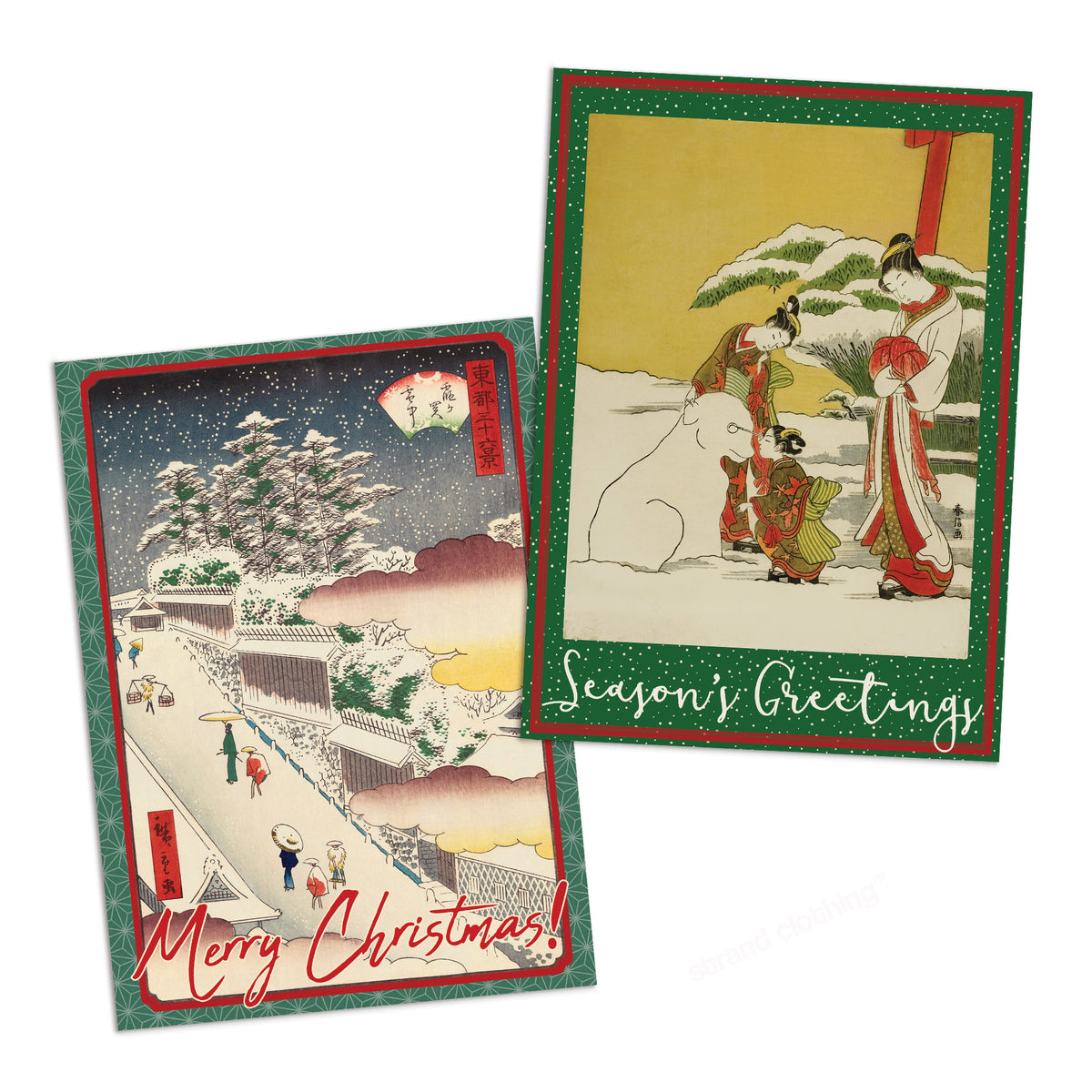 Japanese Ukiyo-e Christmas Greeting Cards with Seasonal Greetings – Set of 10