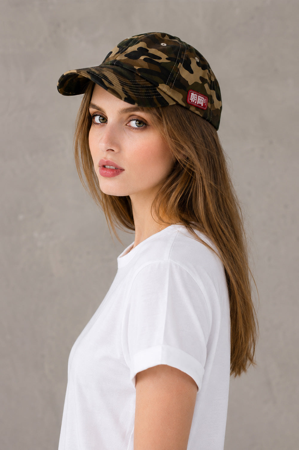 Japanese Style Camo Baseball Cap with Vinyl Detail