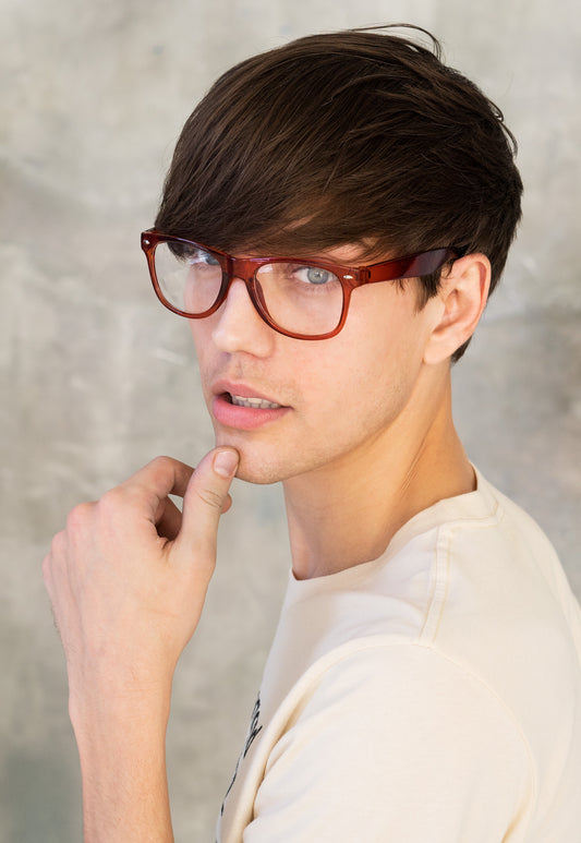 Brown Chunky Geek Glasses with Clear Lenses – Kawaii Cosplay Style