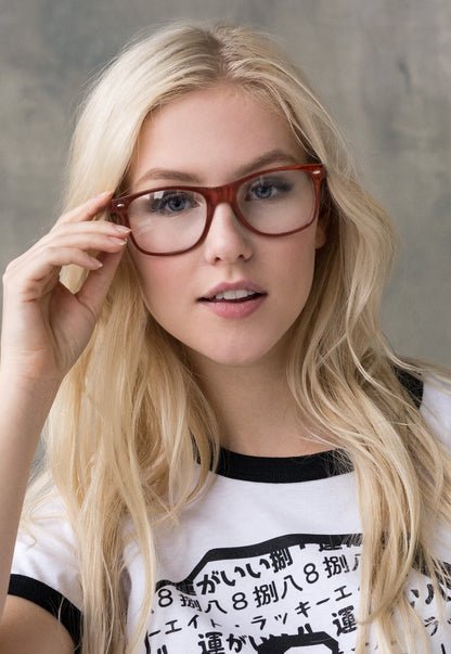 Brown Chunky Geek Glasses with Clear Lenses – Kawaii Cosplay Style