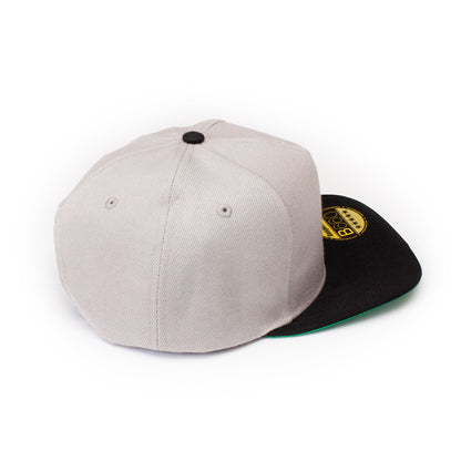 Snapback Baseball Cap with Japanese Applique – Grey with Green Underpeak