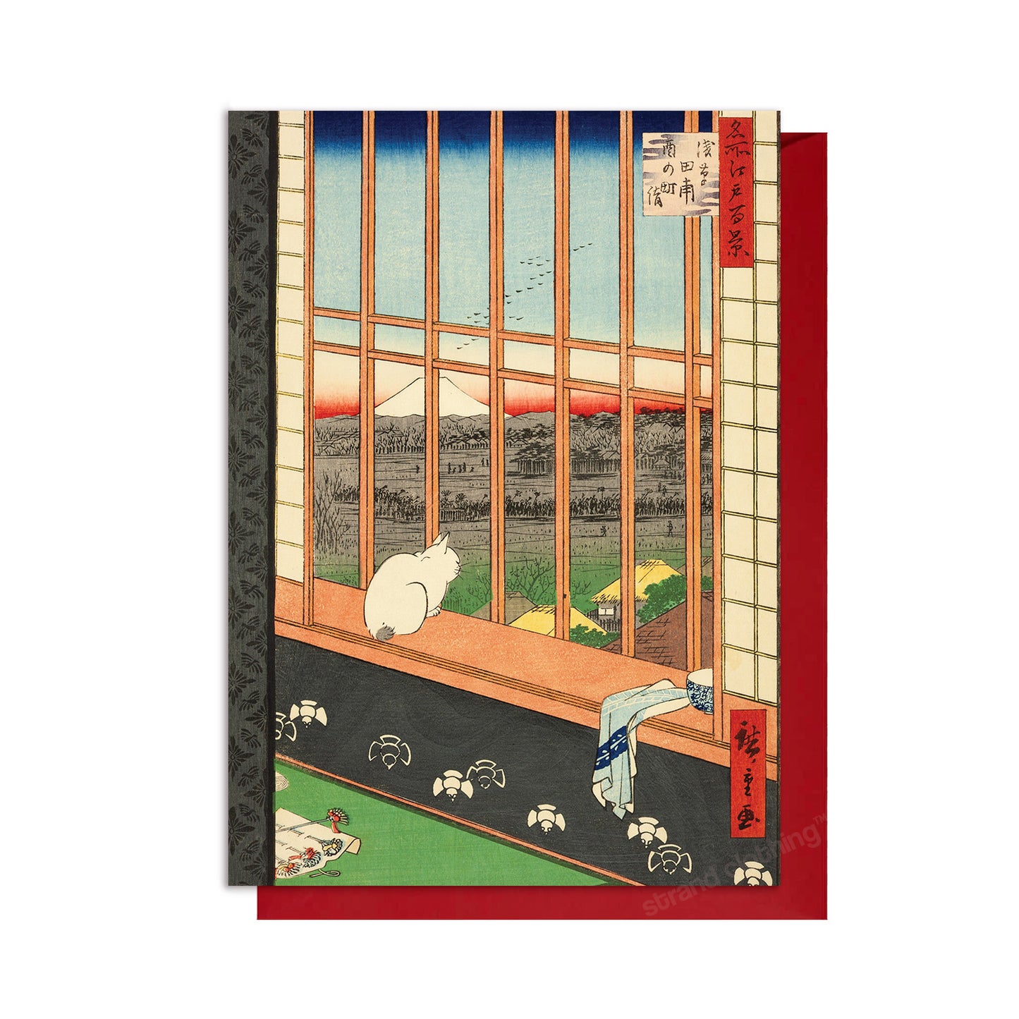 Asakusa Cat – Hiroshige Japanese Ukiyo-e Greeting Card