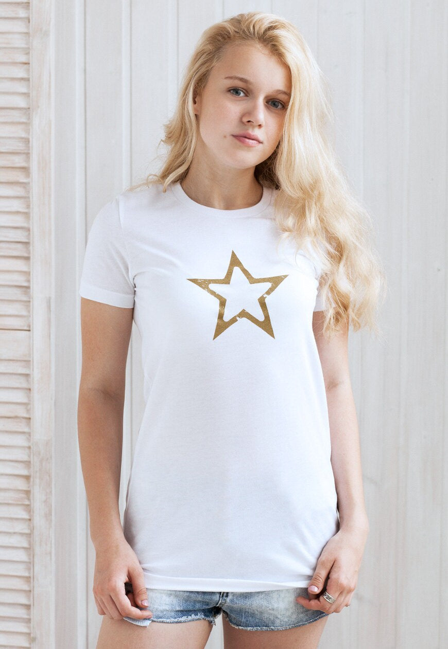 Star T Shirt Geometric Abstract Minimalist Skater Yoga Graphic Simple Cute Pretty Design Gifts For Her Screen Printed Womens Printed Tee Top