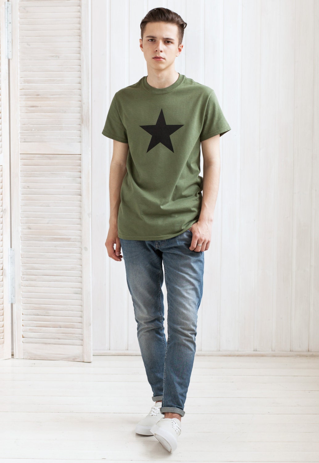Black Star T Shirt Minimalist Abstract Geometric Streetwear Skater Urban Gym Fashion Retro Vintage Mens Womens Graphic Printed Cotton Tee