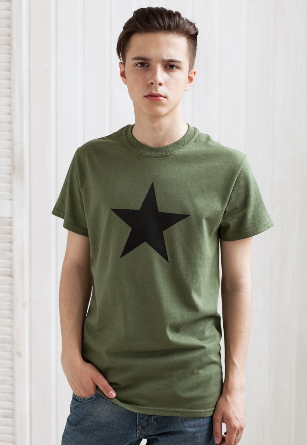 Black Star T Shirt Minimalist Abstract Geometric Streetwear Skater Urban Gym Fashion Retro Vintage Mens Womens Graphic Printed Cotton Tee