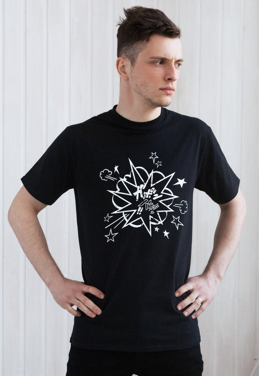 Japanese T Shirt Manga Explosion Japan Kawaii Anime Kanji Comics Cosplay Comicon Geek Sci Fi Retro Mens Womens Screen Printed Tee T Shirt