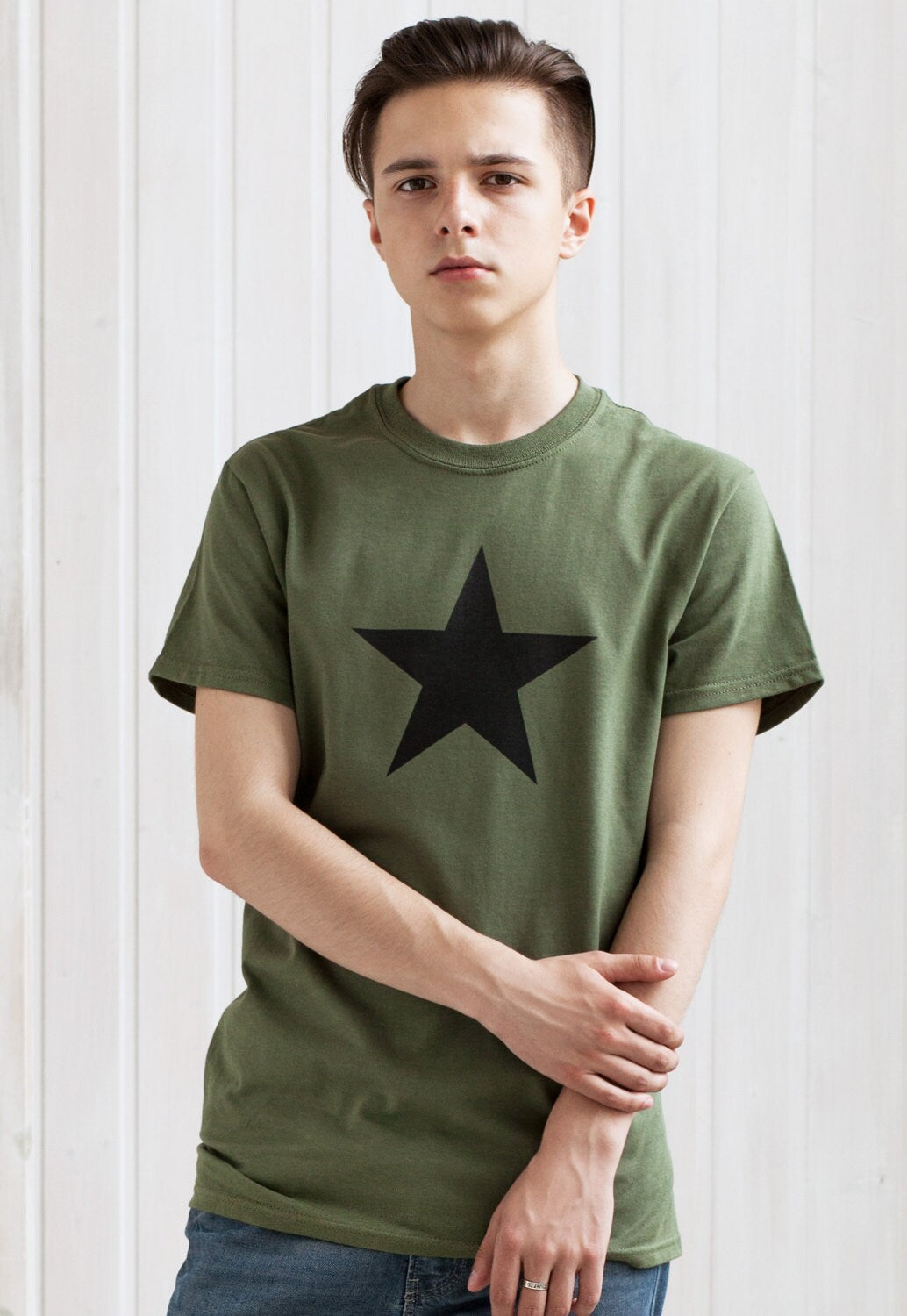 Black Star T Shirt Minimalist Abstract Geometric Streetwear Skater Urban Gym Fashion Retro Vintage Mens Womens Graphic Printed Cotton Tee