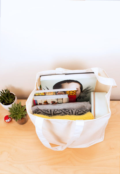 Keep It Vinyl Tote – Cotton Canvas Tote Shopper Bag Screen Printed Eco Friendly Market Bag LP Turntable Record Player Bass Deck Decks