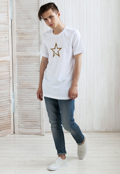 Star T Shirt Geometric Abstract Minimalist Distressed Retro Vintage 80s 90s Y2K Gold Print Hipster Design Mens Womens Printed Tee T-Shirt