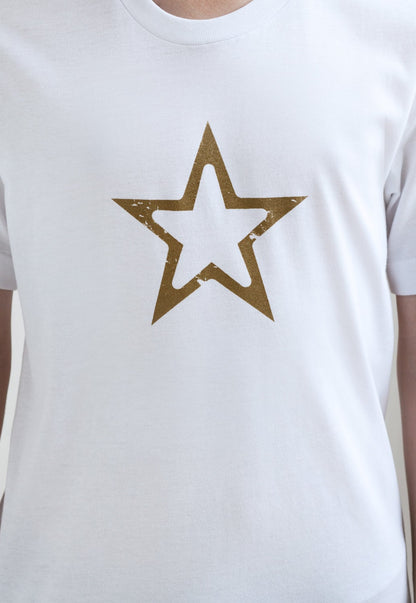 Star T Shirt Geometric Abstract Minimalist Distressed Retro Vintage 80s 90s Y2K Gold Print Hipster Design Mens Womens Printed Tee T-Shirt