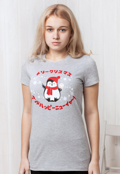 Japanese T Shirt Kawaii Christmas Penguin Japan Anime Manga Xmas Cute Aesthetic Funny Santa Ice Cream Cupcake Printed Girls Women's Tee