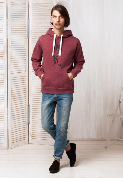Japanese Hoodie Yuki/Courage Japan Calligraphy Positive Motivational Jumper with Thumb Hole Cuffs Mens Womens Printed Sweatshirt Hooded Top