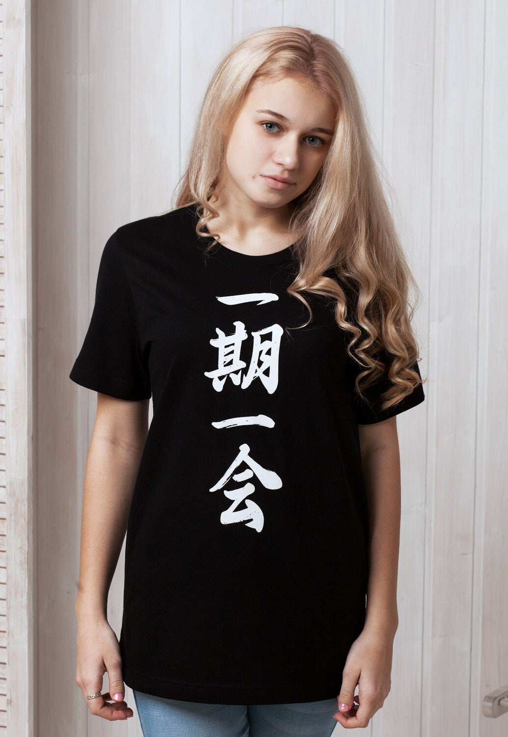 Japanese T Shirt - Ichigo Ichie Japan Calligraphy Buddhist Yoga Zen Positive Meditation Martial Arts Mens Womens Graphic Printed Tee T-Shirt