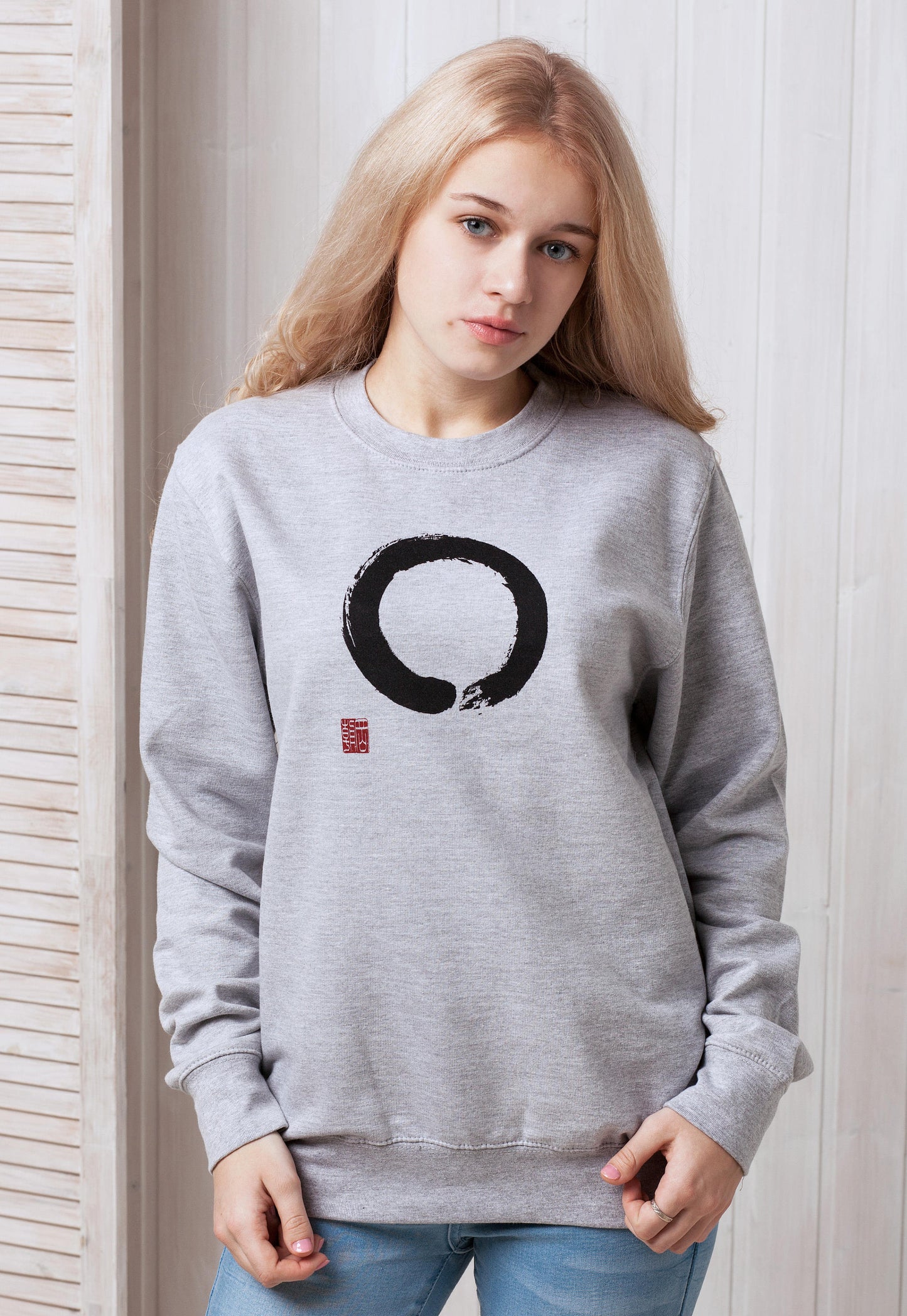 Japanese Sweatshirt Enso Circle - Japan Calligraphy Buddhism Buddhist Yoga Zen Ensou Positive Men's Women's Unisex Jumper Long Sleeve Shirt