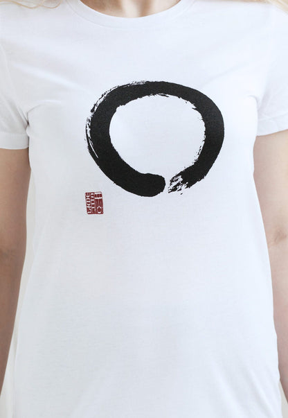 Japanese T Shirt Enso Circle - Japan Calligraphy Buddhism Anime Manga Kawaii Ukiyo-e Traditional Yoga Zen Inspirational Printed Women's Tee