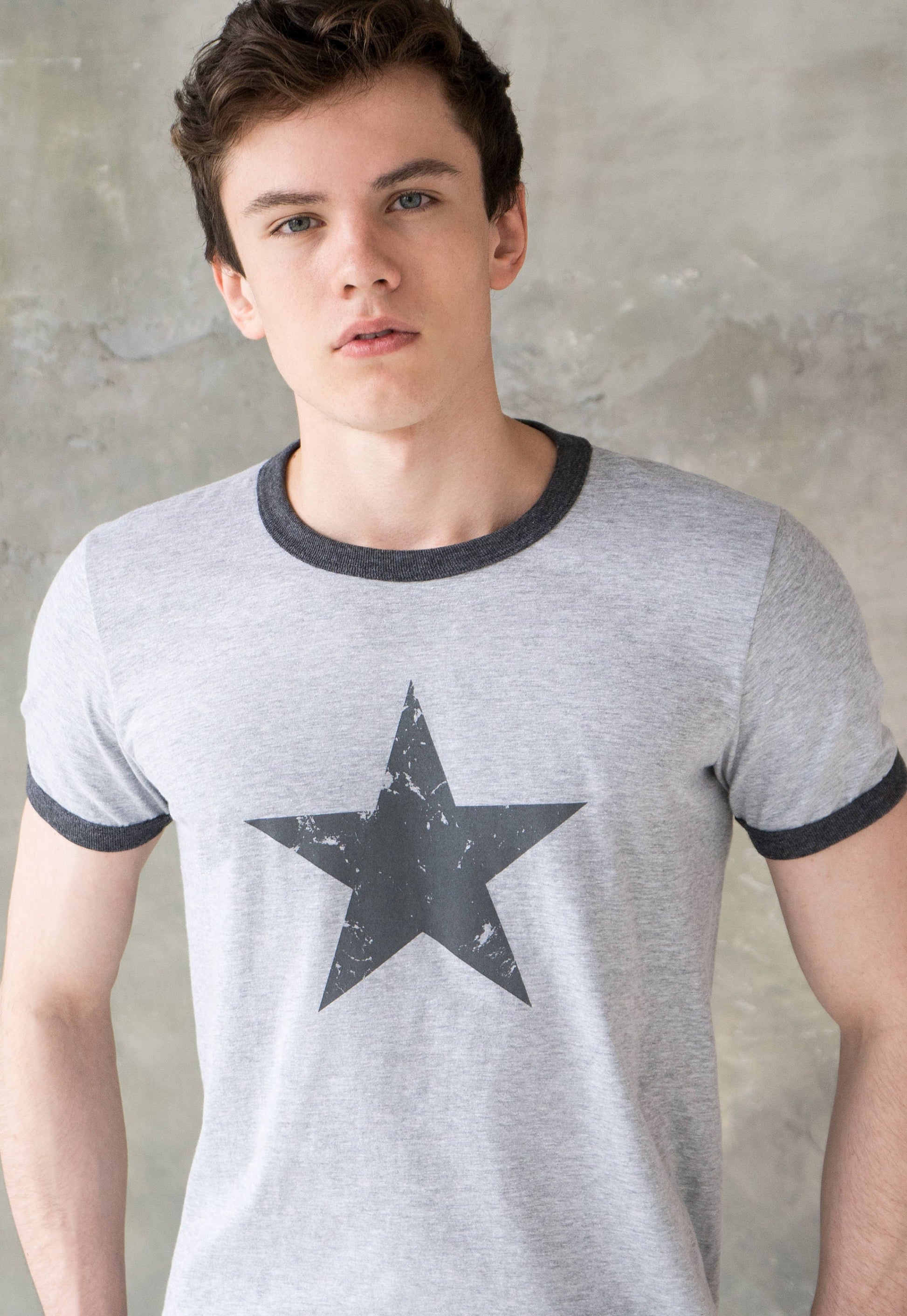 Star Ringer T Shirt Minimalist Abstract Geometric Streetwear Skater Retro Graphic Design 90s Yoga Gym Women's Men's Screen Printed Tee Top