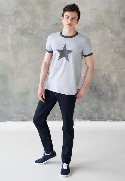 Star Ringer T Shirt Minimalist Abstract Geometric Streetwear Skater Retro Graphic Design 90s Yoga Gym Women's Men's Screen Printed Tee Top