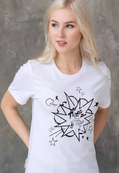 Japanese T Shirt Manga Explosion Japan Kawaii Anime Kanji Comic Book Comics Cosplay Sci Fi Geek Comicon Cute Womens Mens Printed Tee T-Shirt
