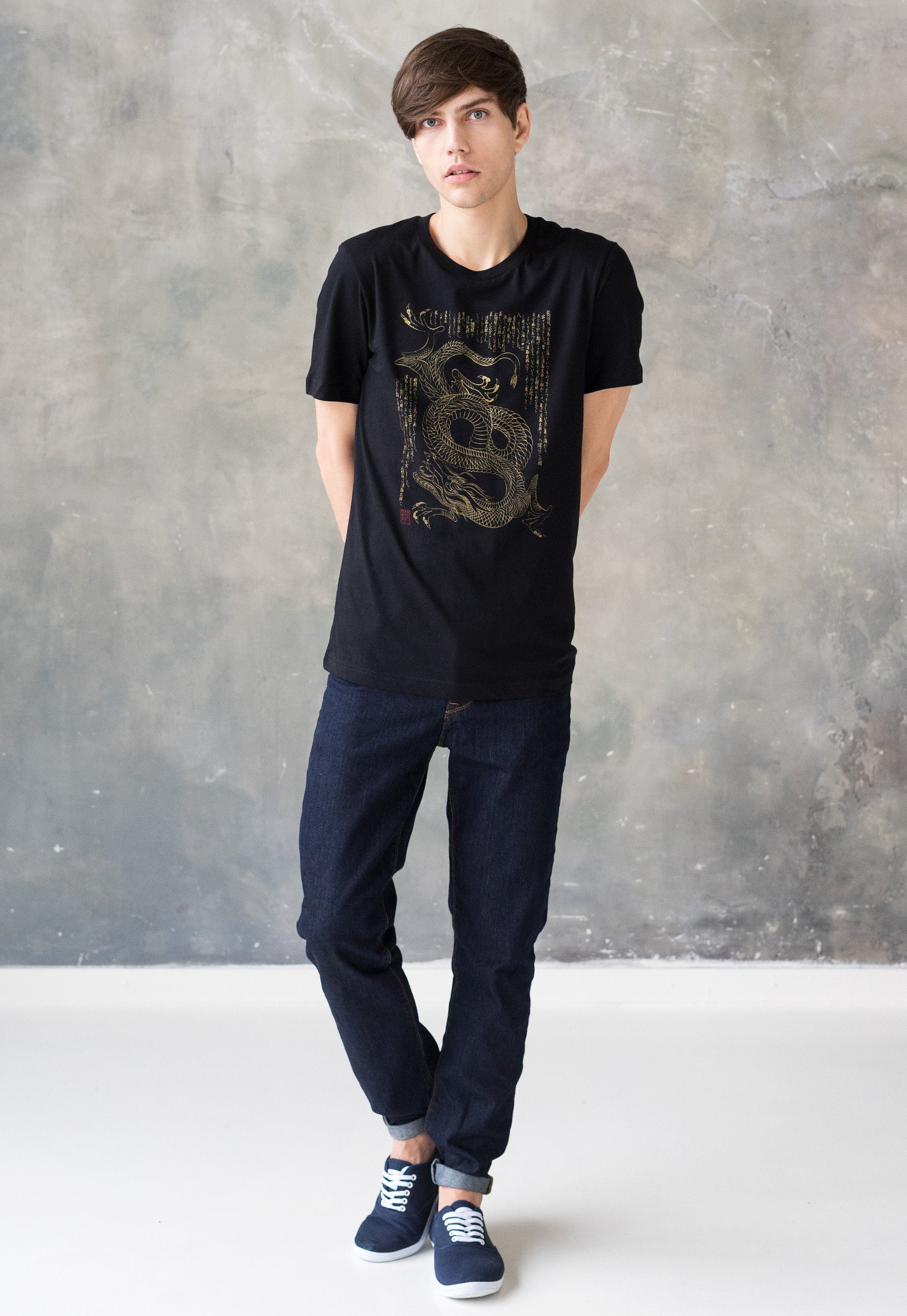 Japanese T Shirt Dragon Ryu T-Shirt Japan Traditional Chinese Ukiyo-e Dragon Naga Yoga Martial Arts Anime Manga Gym Mens Womens Printed Tee