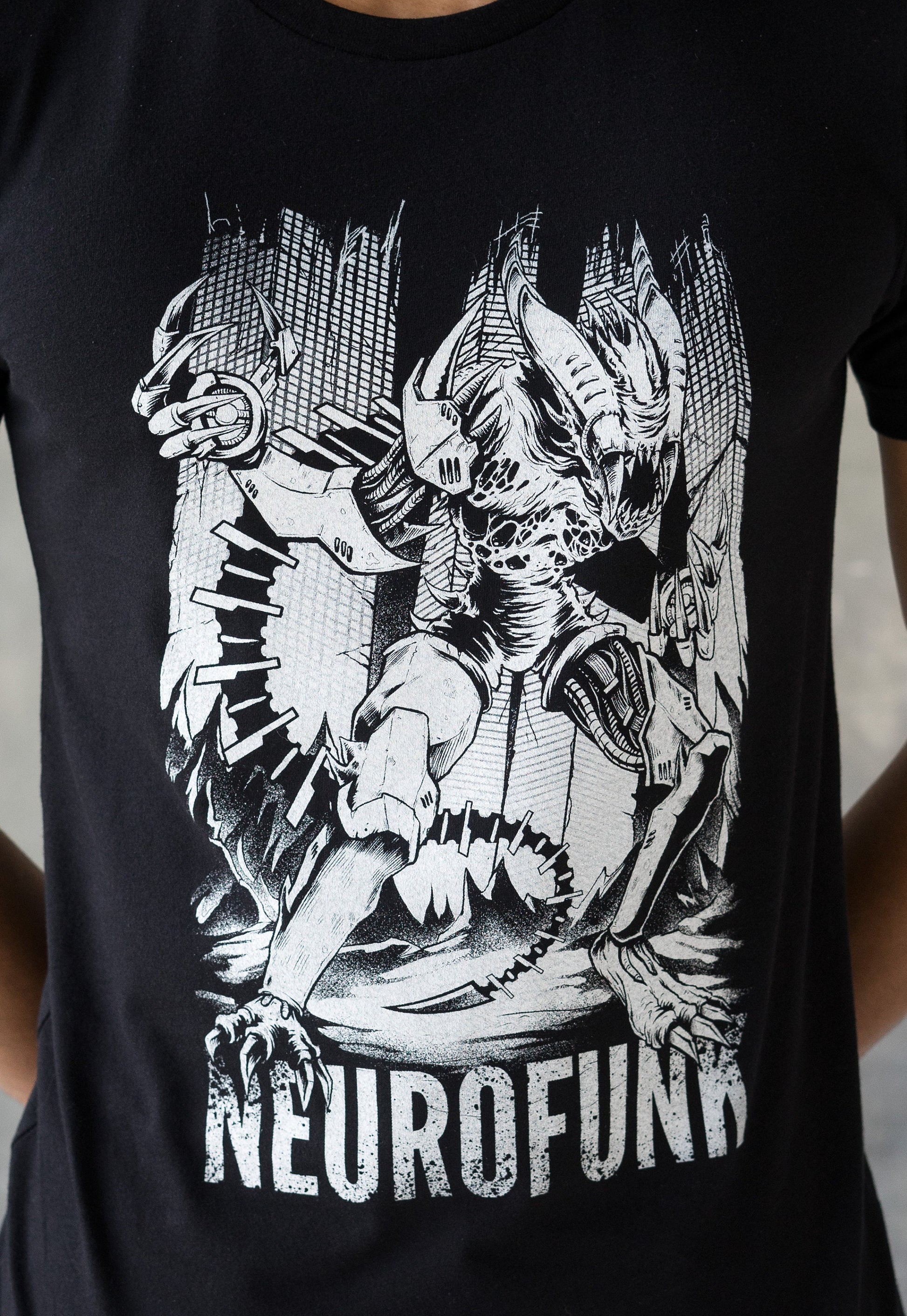 Neurofunk Invasion T Shirt Drum and Bass Alien DJ Synthesizer & Synth Music Producer Junglist Jungle EDM Sci Fi Dubstep Graphic Printed Tee