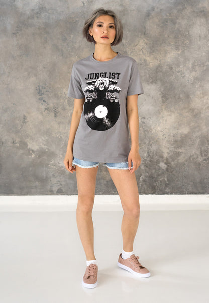 Junglist Vinyl T Shirt Drum and Bass DJ Synthesizer & Bass Synth Music Producer Jungle Massive Neurofunk Dubstep Mens Screen Printed Tee