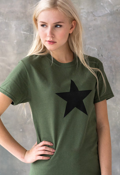Black Star T Shirt Minimalist Abstract Geometric Streetwear Skater Urban Gym Fashion Retro Vintage Mens Womens Graphic Printed Cotton Tee