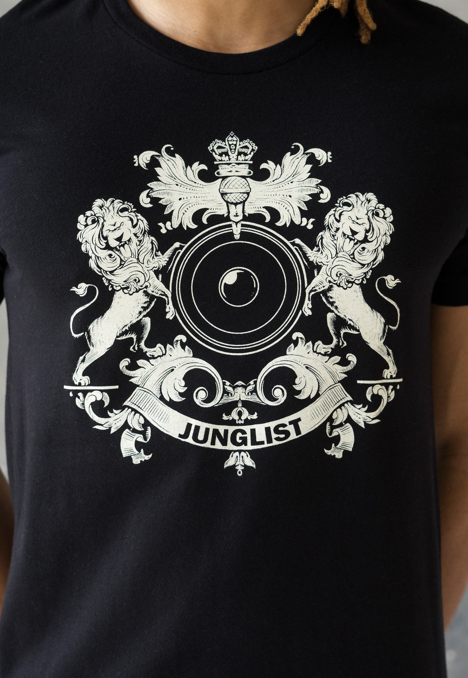 Junglist Coat Of Arms T Shirt - Jungle Massive Crest Lion Heraldry Drum and Bass DJ & Bass Synth Music Producer Festival Printed Tee Top