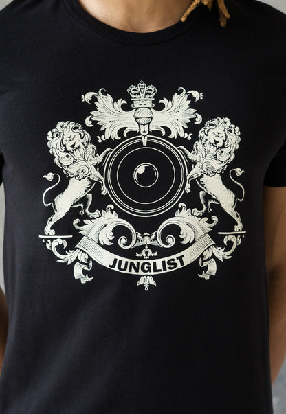 Junglist Coat Of Arms T Shirt - Jungle Massive Crest Lion Heraldry Drum and Bass DJ & Bass Synth Music Producer Festival Printed Tee Top