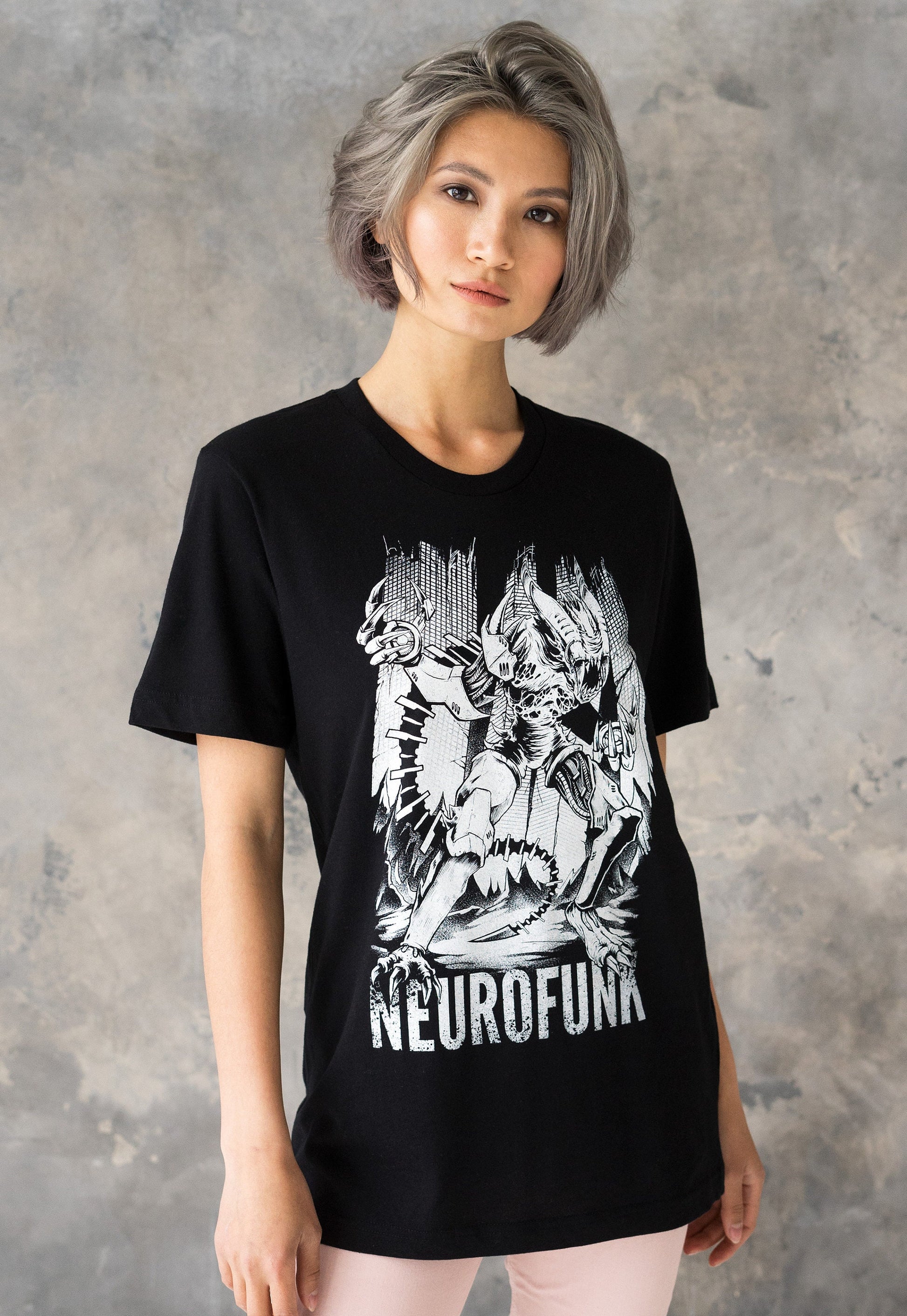 Neurofunk Invasion T Shirt Drum and Bass Alien Synthesizer & Bass Sci Fi Synth Music Producer Junglist Dubstep Female DJ Womens Printed Tee