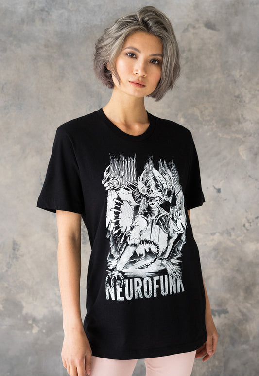 Neurofunk Invasion T Shirt Drum and Bass Alien Synthesizer & Bass Sci Fi Synth Music Producer Junglist Dubstep Female DJ Womens Printed Tee
