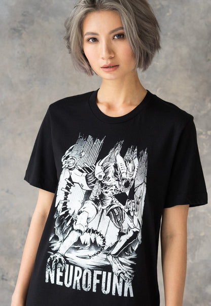 Neurofunk Invasion T Shirt Drum and Bass Alien Synthesizer & Bass Sci Fi Synth Music Producer Junglist Dubstep Female DJ Womens Printed Tee