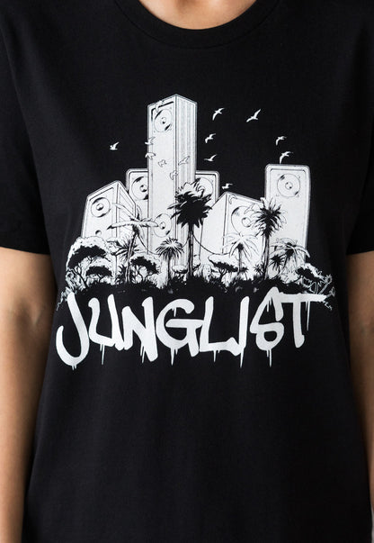 Junglist Sound System T Shirt Jungle Massive Drum and Bass Synth Synthesize Music Neurofunk Producer Female DJ Graphic Printed Tee T-Shirt