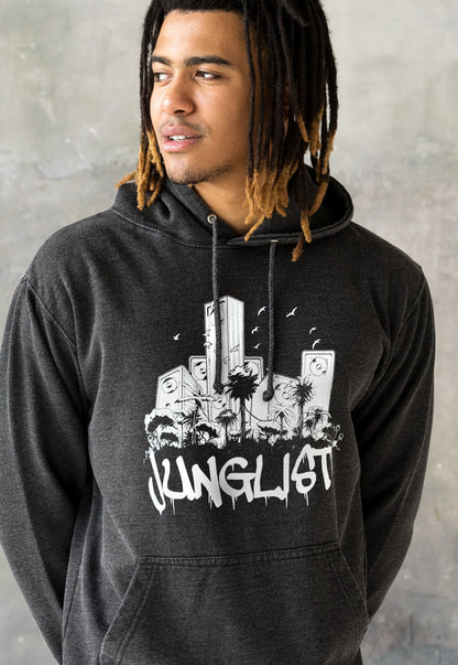 Junglist Sound System Hoodie Drum and Bass Jungle Massive Crest Female DJ Music Producer Sweatshirt Womens Mens Washed Brushed Hooded Top