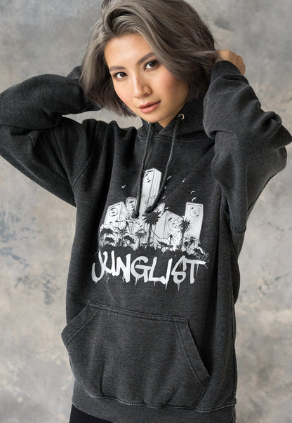 Junglist Sound System Hoodie Drum and Bass Jungle Massive Crest Female DJ Music Producer Sweatshirt Womens Mens Washed Brushed Hooded Top
