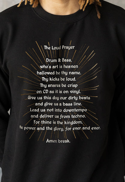 Drum & Bass Prayer Sweatshirt Junglist Neurofunk DJ Rhythm Machine Synth and Synthesizer Amen DnB Dubstep Mens Sweater Pullover Jumper Top