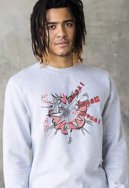 Japanese Sweatshirt High Kick Japan Anime Manga Kawaii Girl Comics Karate Taekwondo Kaminari Screen Printed Long Sleeve Pullover Jumper Top