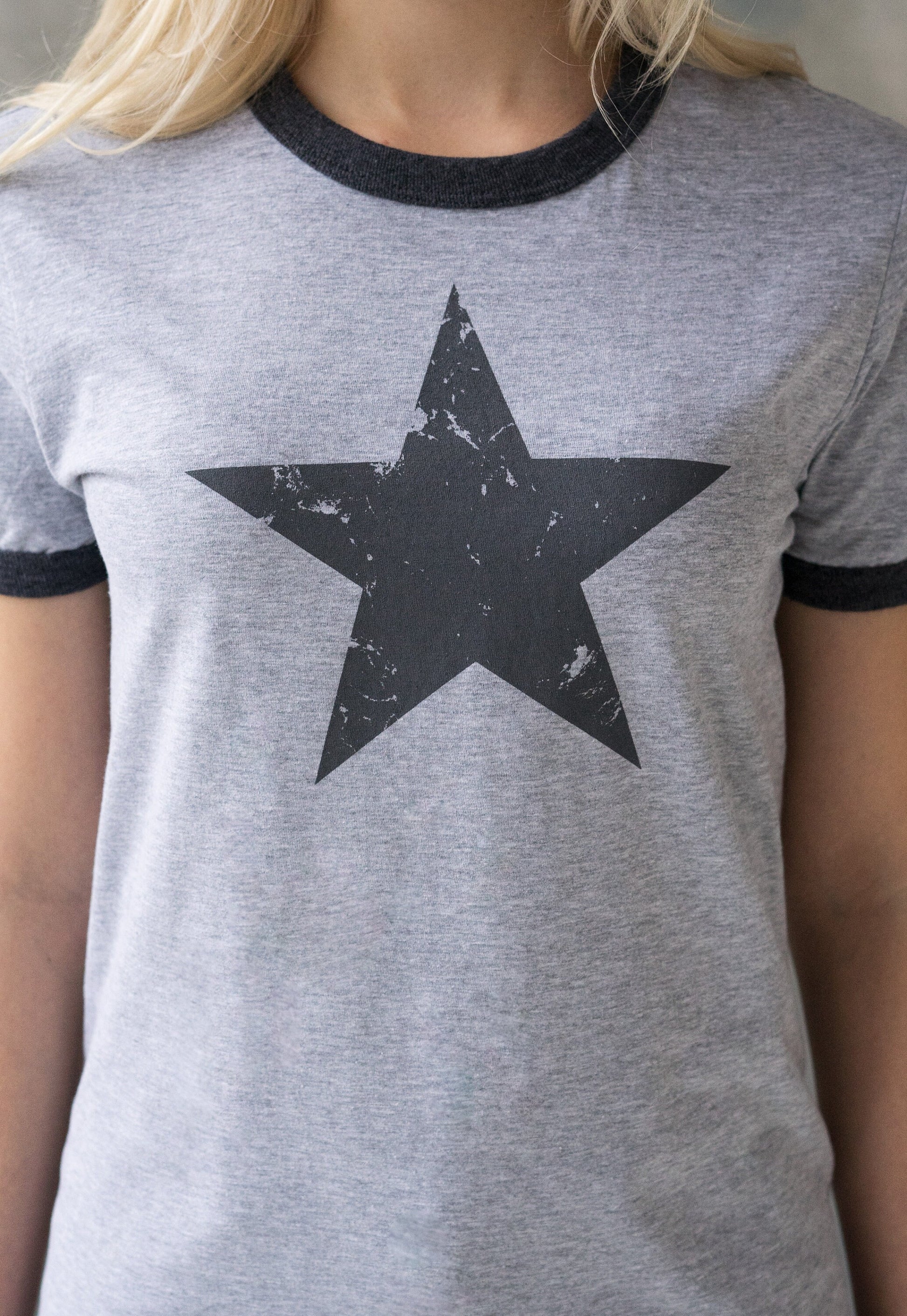 Star Ringer T Shirt Minimalist Abstract Geometric Streetwear Skater Retro Graphic Design 90s Yoga Gym Women's Men's Screen Printed Tee Top