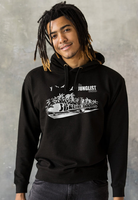 Fly Junglist Airlines! Hoodie Drum and Bass Synth Synthesizer Amen Music Producer Junglist Dubstep Mens Sweatshirt Printed Hoody Hooded Top