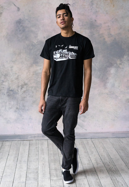 Junglist Airlines T Shirt Drum and Bass Jungle Massive DJ & Synth Music Amen Slogan Synth Music Producer Festival Mens Women Printed Tee Top