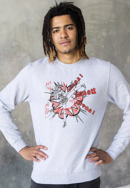 Japanese Sweatshirt High Kick Japan Anime Manga Kawaii Girl Comics Karate Taekwondo Kaminari Screen Printed Long Sleeve Pullover Jumper Top