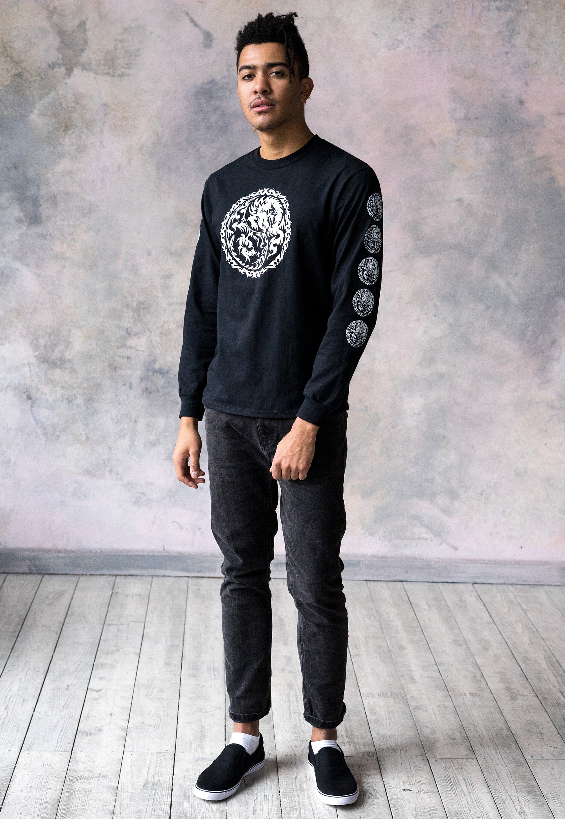 Yin Yang Dragons Long Sleeve T Shirt Taoism Chinese Japanese Dragon Taijitu Martial Arts Gym Yoga Tai Chi Graphic Printed Women's Men's Tee