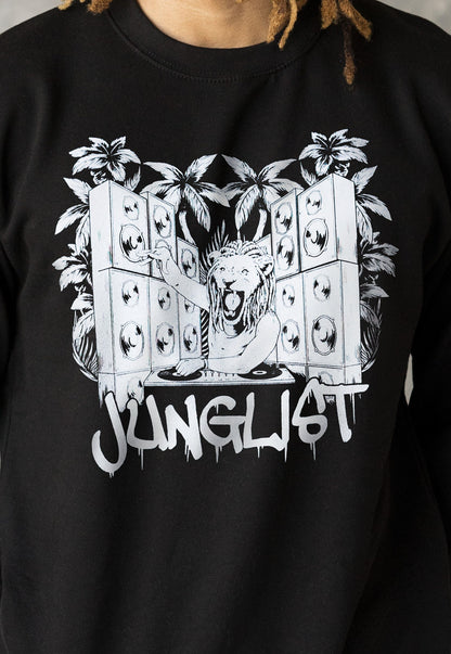 Junglist Lion DJ Sweatshirt Jungle Massive Drum and Bass DJ Synth Dreads Dreadlocks Music Producer Synthesizer Sweater Pullover Jumper Top
