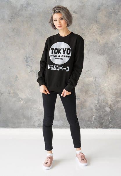Tokyo Drum & Bass Sweatshirt Japanese Writing Japan 174 BPM Music Producer Kanji Junglist Womens Mens Printed Sweater Pullover Jumper Top