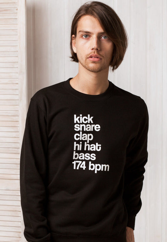DJ Sweatshirt - Kick Snare 174 BPM - Synthesizer Synth Music Drum and Bass Producer Men's Women's Graphic Printed Jumper Long Sleeve Shirt