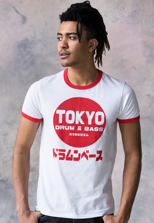 Tokyo Drum & Bass Ringer T Shirt Japanese Writing Japan 174 BPM Amen DnB DJ Junglist Synthesizer Synth Graphic Printed Men's Women's Tee Top