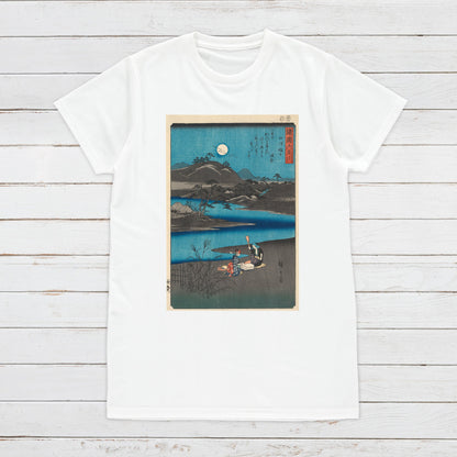 Japanese Ukiyo-e T Shirt Woodblock Art Hiroshige Six Jewel Rivers Japan Kanji Calligraphy Pretty Print Gifts Womens Mens Graphic Printed Tee