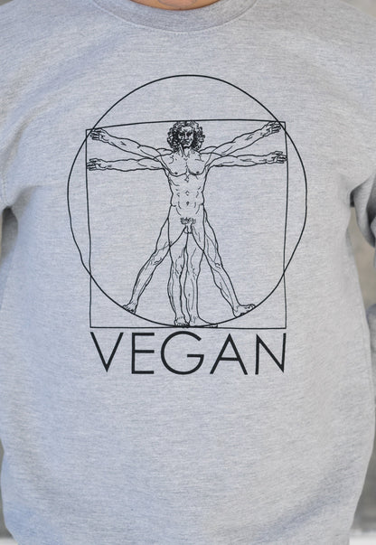 Vegan Sweatshirt Da Vinci Vitruvian Man Drawing Sketch Art Peace Slogan Geometric Plant Based Mens Womens Graphic Printed Jumper Pullover