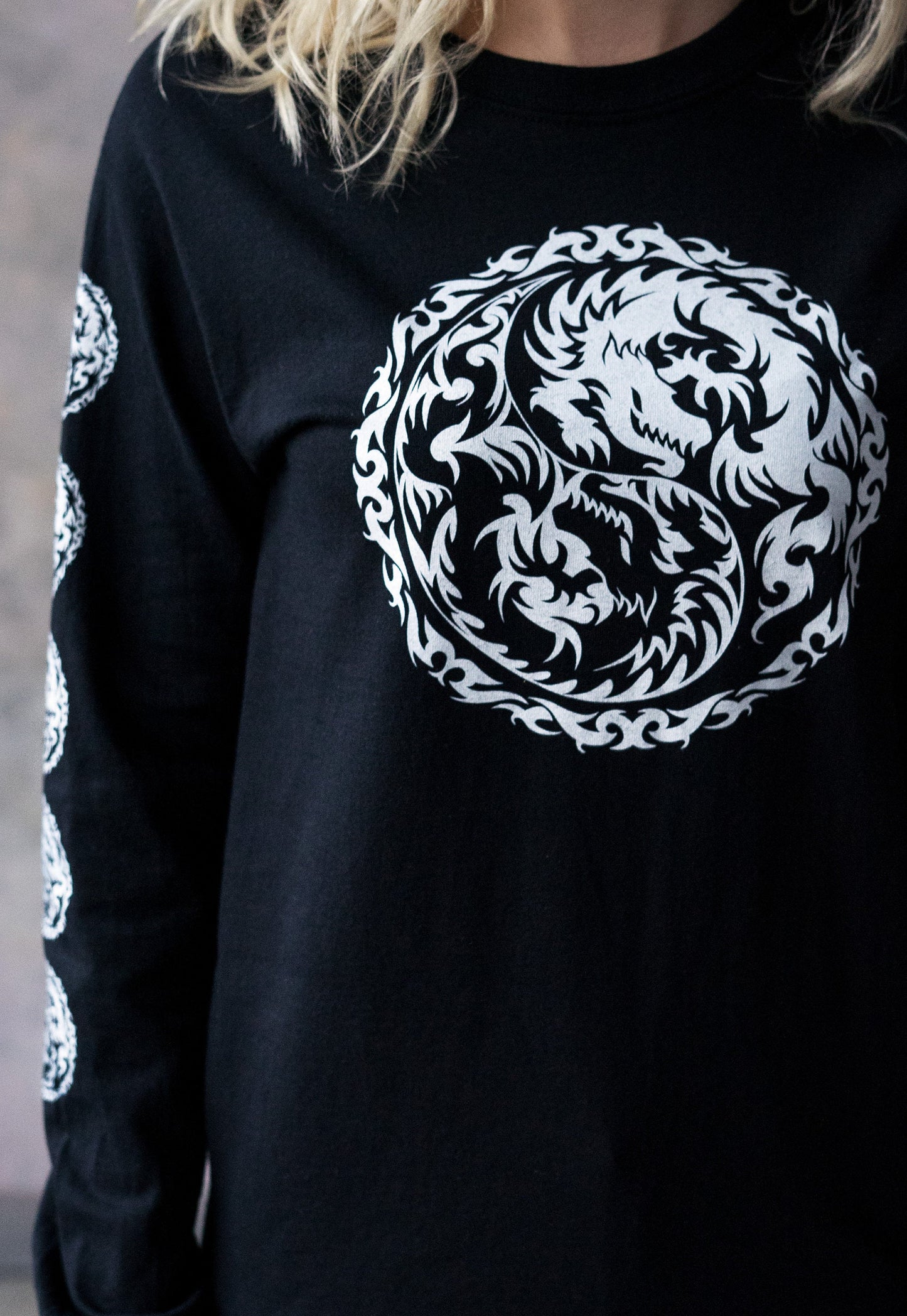 Yin Yang Dragons Long Sleeve T Shirt Taoism Chinese Japanese Dragon Taijitu Martial Arts Gym Yoga Tai Chi Graphic Printed Women's Men's Tee