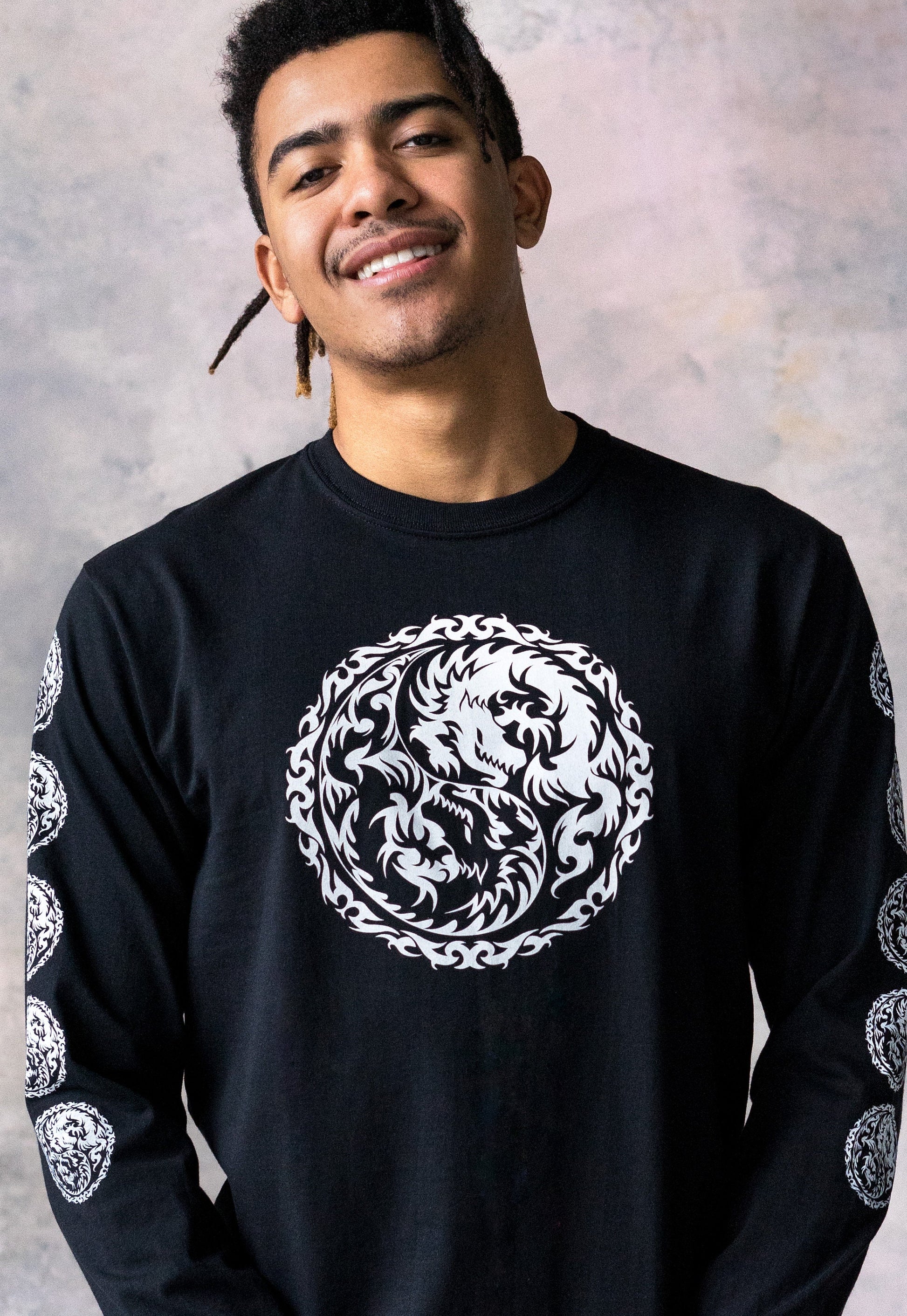 Yin Yang Dragons Long Sleeve T Shirt Taoism Chinese Japanese Dragon Taijitu Martial Arts Gym Yoga Tai Chi Graphic Printed Women's Men's Tee