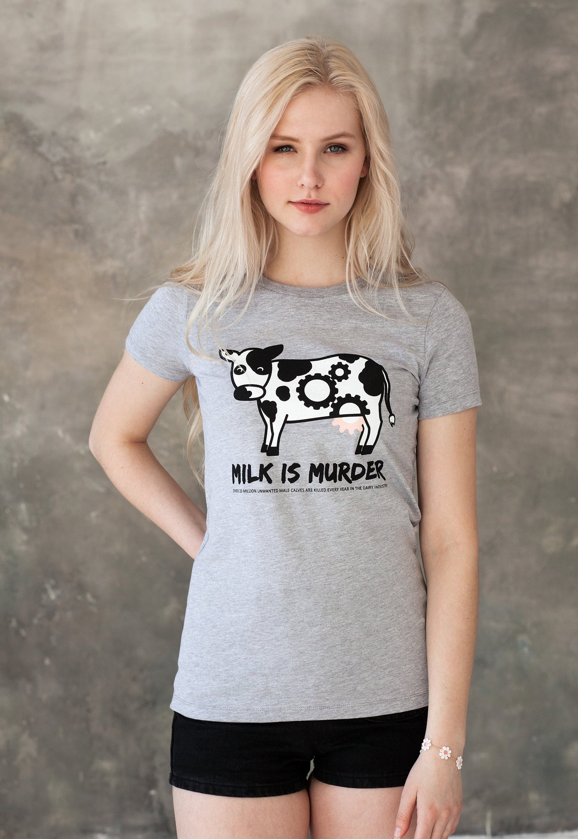 Milk Is Murder Vegan T Shirt Cow Edgy Veggie Animal Liberation Rights Anti Meat Dairy Milk Activist Herbivore Plant Powered Womens Tee Shirt